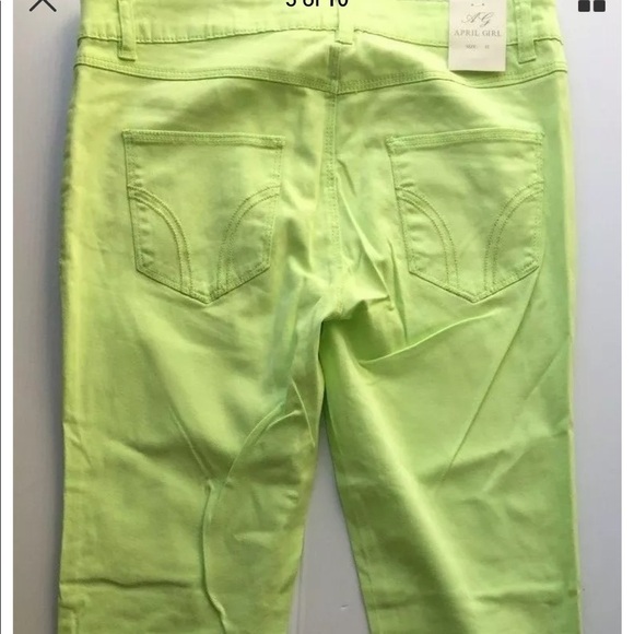 New April Girl Women's Skinny Pants Light Lime - Picture 4 of 8